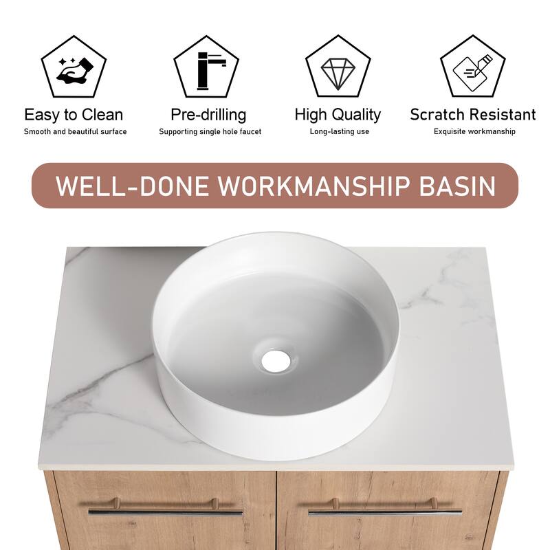 BNK 24"/30" Single Sink Bathroom Vanity with Soft Close Door, Modern Floating Vanity