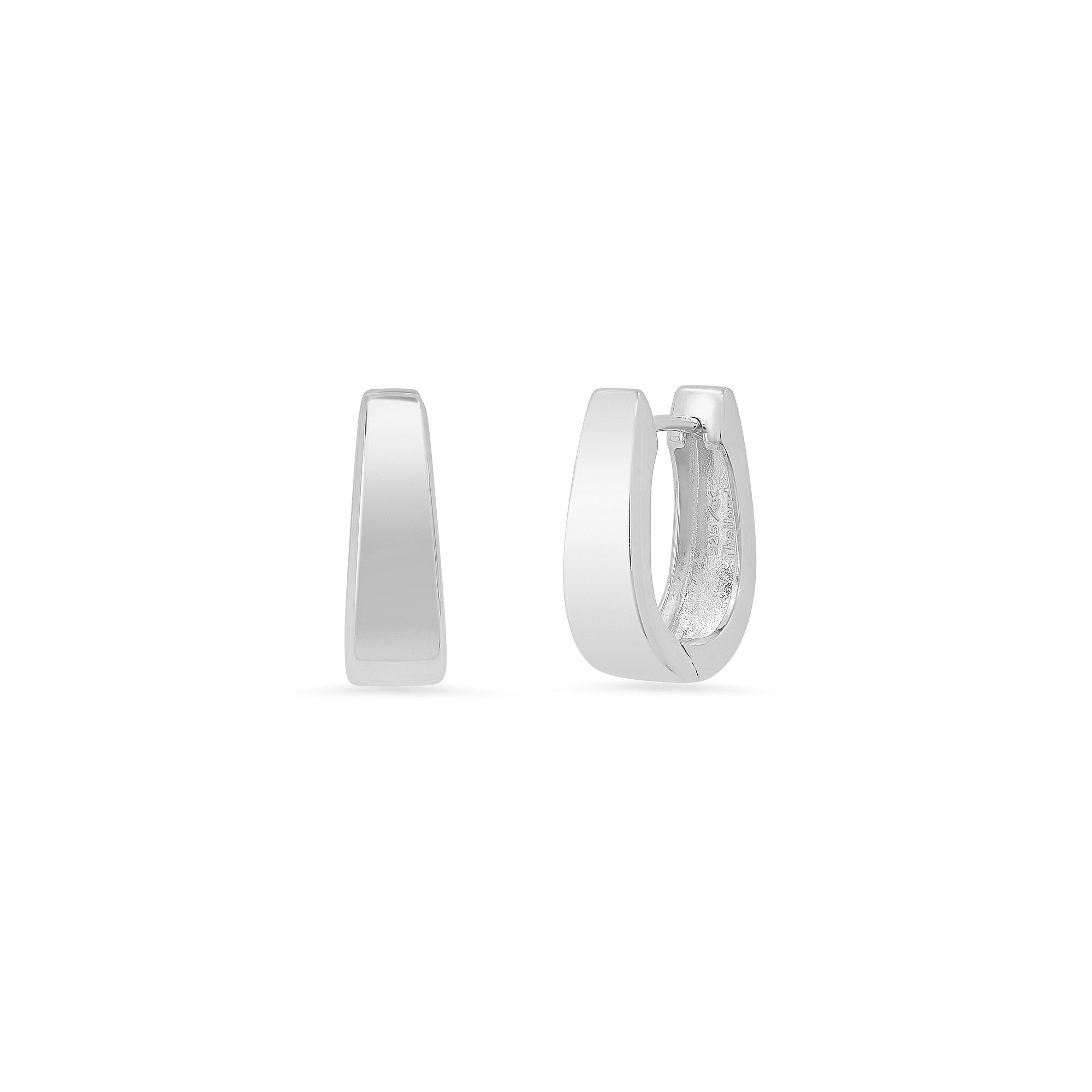 Roberto Martinez Sterling Silver U-shaped HuggieHoop Earring