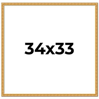34x33 Frame Gold Real Wood Picture Frame Width 1 inches | Interior