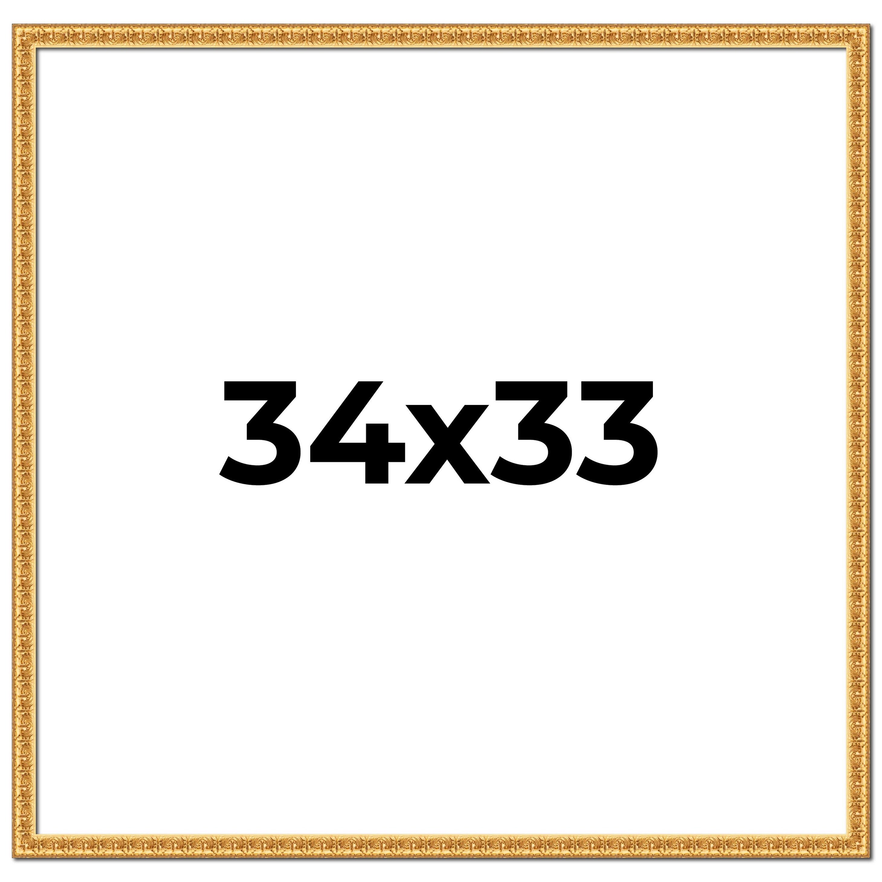 34x33 Frame Gold Real Wood Picture Frame Width 1 inches | Interior
