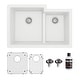 preview thumbnail 1 of 61, Karran 32" Undermount Large/Small Bowl Quartz Kitchen Sink Kit - 32" x 21.25" x 9" White