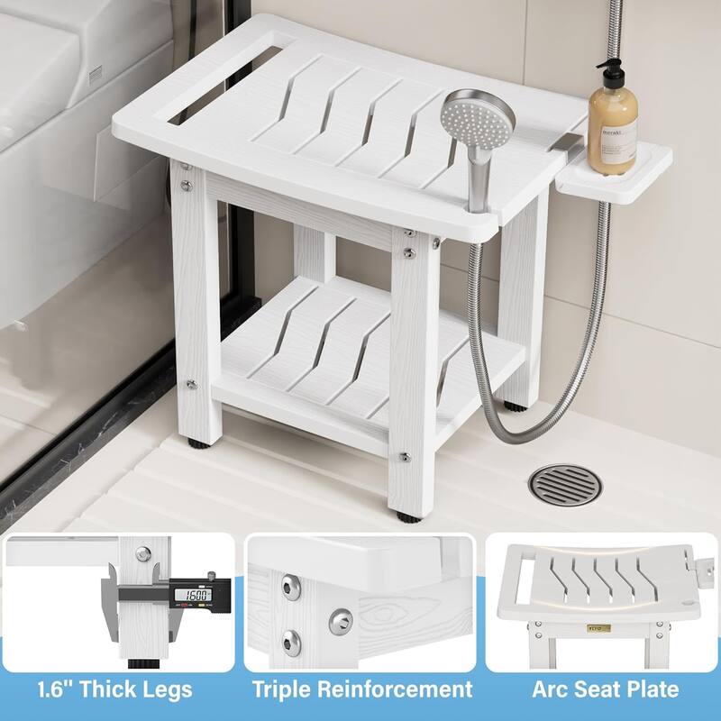 HIPS Shower Bench, 2 Tier Bathroom Chair Seat with Non-Slip Feet