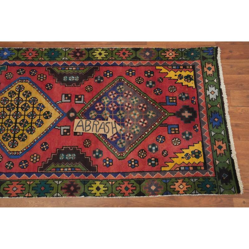 Hand Knotted Oriental 100% Wool Carpet Traditional Geometric Pink Tabriz Runner Rug - 10' 0'' X 2' 5''