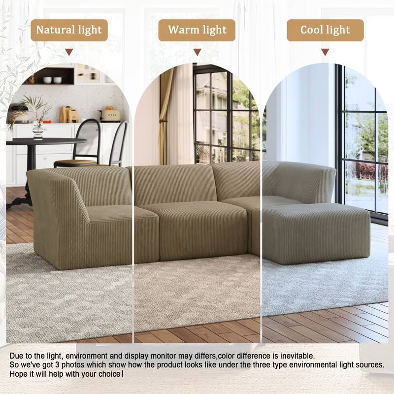 Modern Corduroy Fabric Loveseats Sofa Sectional Sofa