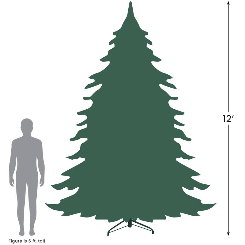 12' Pre-Lit Heavily Flocked Slim Artificial Pine Christmas Tree - Clear Lights