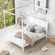preview thumbnail 3 of 7, Queen Size Canopy Platform Bed with Headboard and Footboard,Slat Support Leg,White