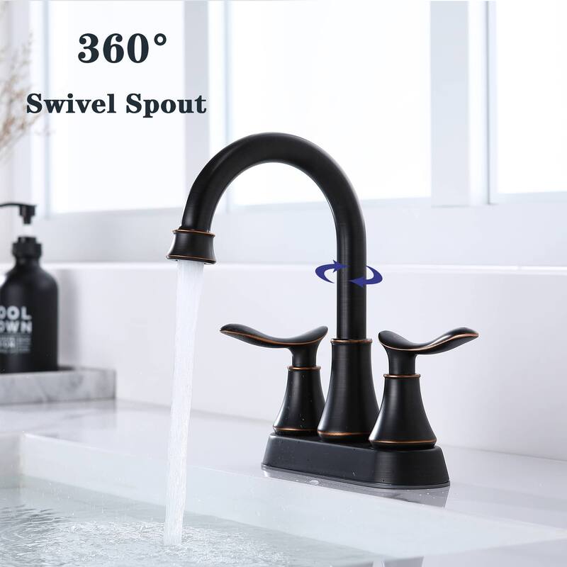 4 Inch Centerset Bathroom Sink Faucet With Drain Assembly Two Handle Bathroom Faucets 2 Hole High Arc Lavatory Basin Vanity Tap