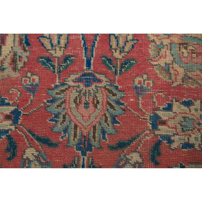 Traditional Tabriz Persian Vintage Rug Hand-Knotted Pink Wool Carpet - 7'10" x 11'2"