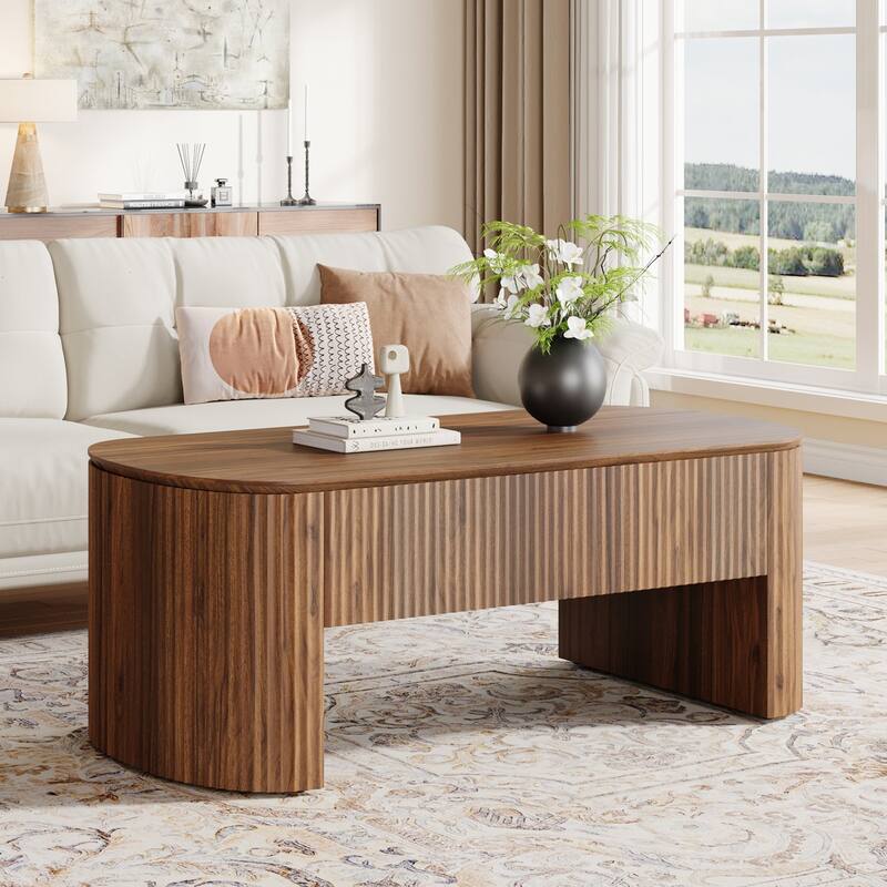 Rustic Coffee Table with Lift Top and Storage Shelf for Living Room