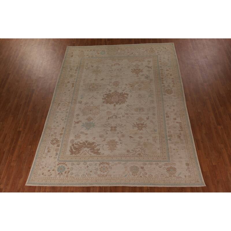 Earth Tone Oushak Vegetable Dye Area Rug Handmade Wool Carpet - 8'1" x 11'0"