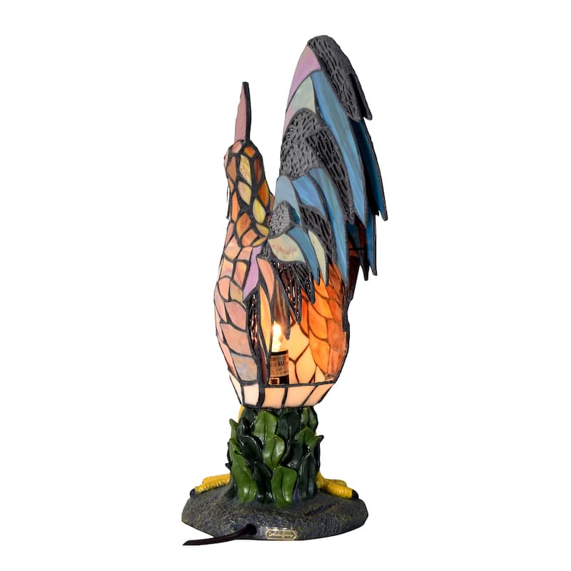 17.5 inches Tall Tiffany Morning Rooster Accent Lamp - 17.5 inches Tall