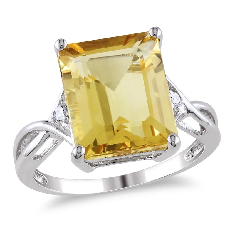 Miadora Sterling Silver Citrine and White Topaz Ring