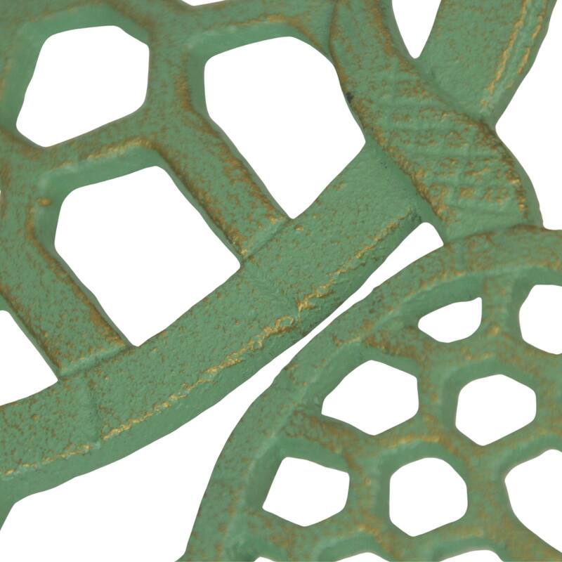 Cast Iron Sea Turtle Trivet Verdigris Finish, Bronze Accents, 8" - 7.75 X 8 X 0.75 inches