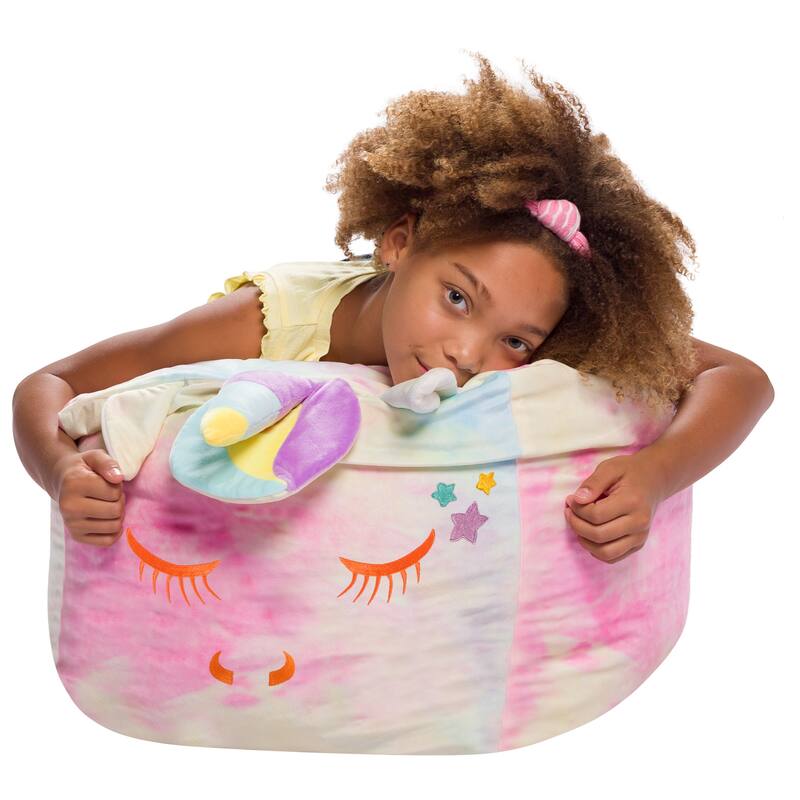 Stuffed Animal Storage Bean Bag Chair Cover only for Kids, Toy Holder