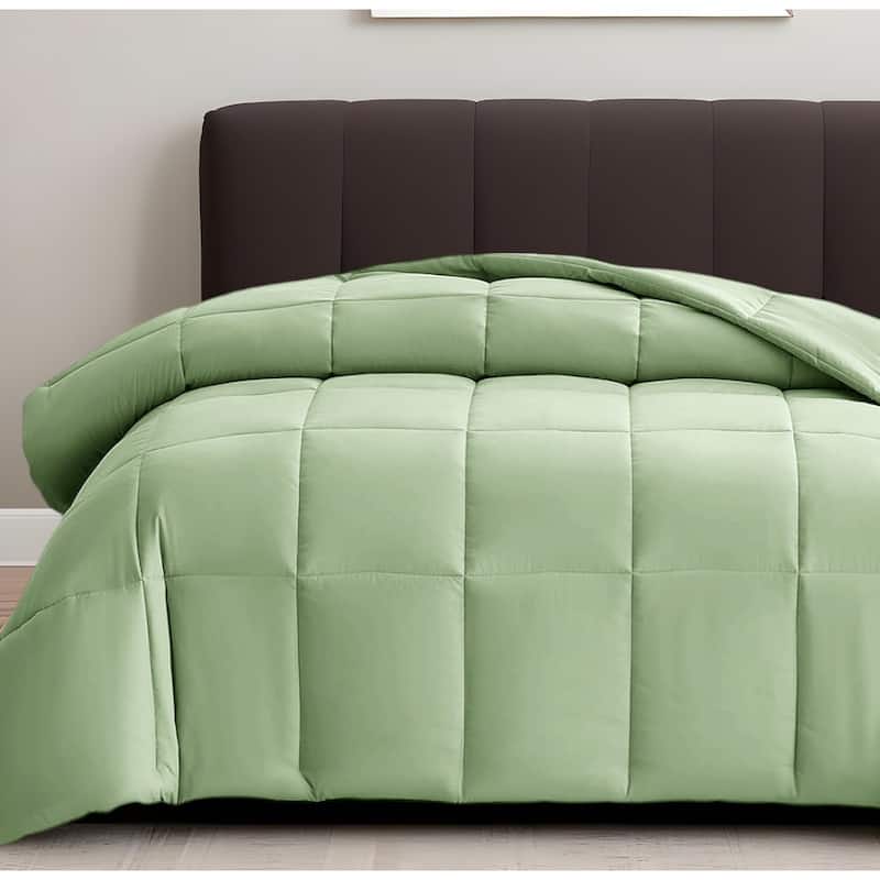 Sage Twin Box Stitch Microfiber Down Alternative Comforter - Sage - Twin