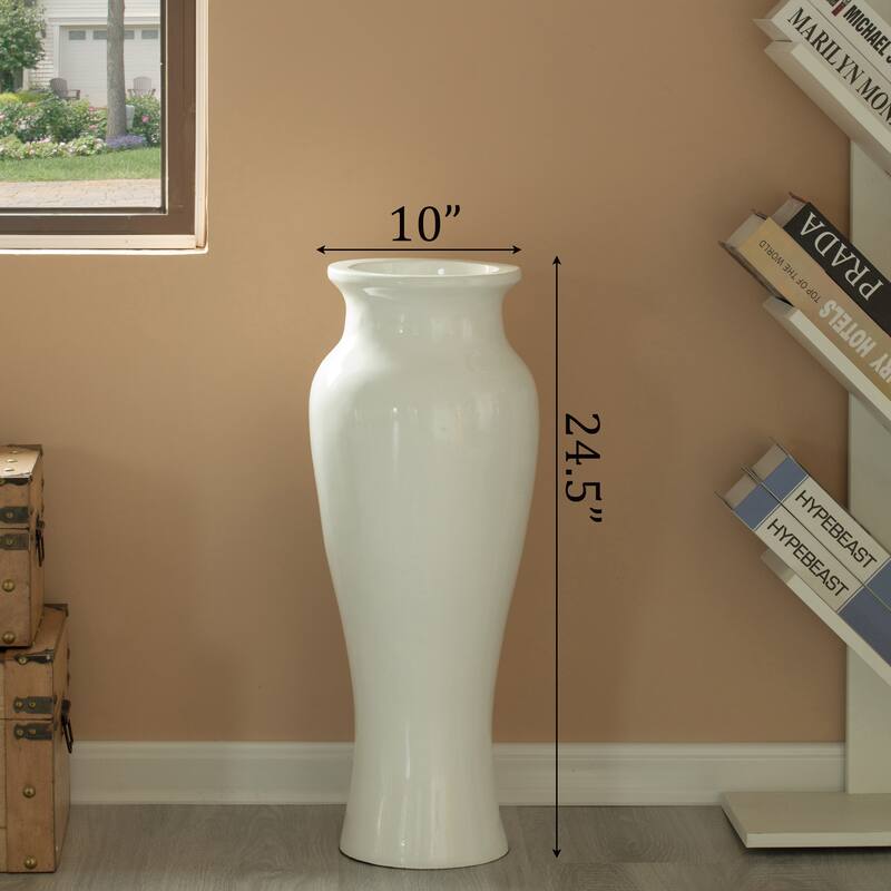 Modern floor vase, White Unique Trumpet Floor Vase, Home Interior