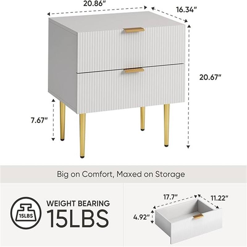 Nightstand Bedside Table with 2 Drawer