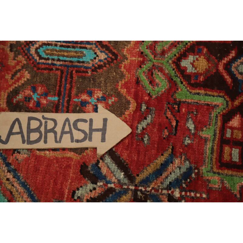 Hand Knotted Oriental 100% Wool Carpet Traditional Geometric Red Heriz Runner Rug - 10' 4'' X 3' 0''