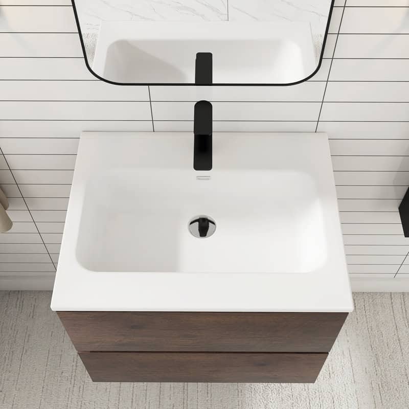 24 inches Wall-mounted Bathroom Vanity Set with White Ceramic Integrated Sink - 24" x 18"