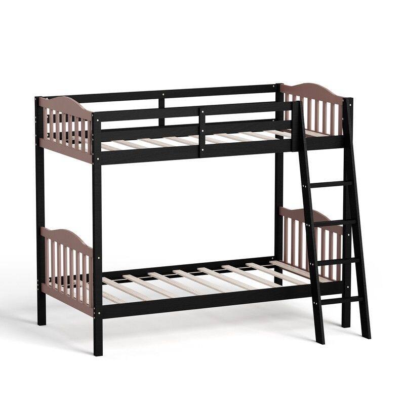 Twin Over Twin Solid Wood Bunk Bed for Kids and Adults, No Box Spring Required