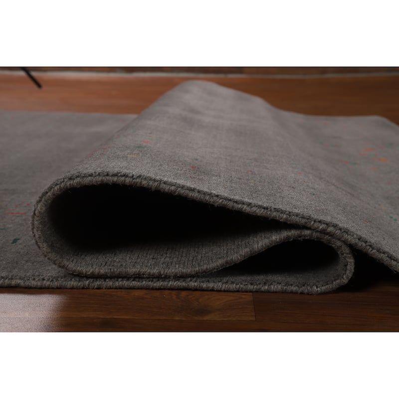 Hand Knotted Oriental 100% Wool Carpet Tribal Tribal Greys & Charcoal Gabbeh Area Rug - 8' 2'' X 5' 2''