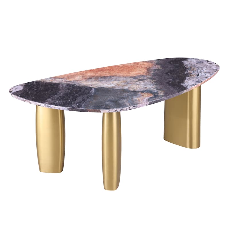 Furniture of America Luvien Modern 5-Piece Multi-Color Sintered Stone Top Oval Dining Set
