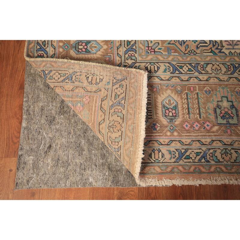 Geometric Tabriz Persian Vintage Area Rug Hand-Knotted Wool Carpet - 8'3" x 11'4"