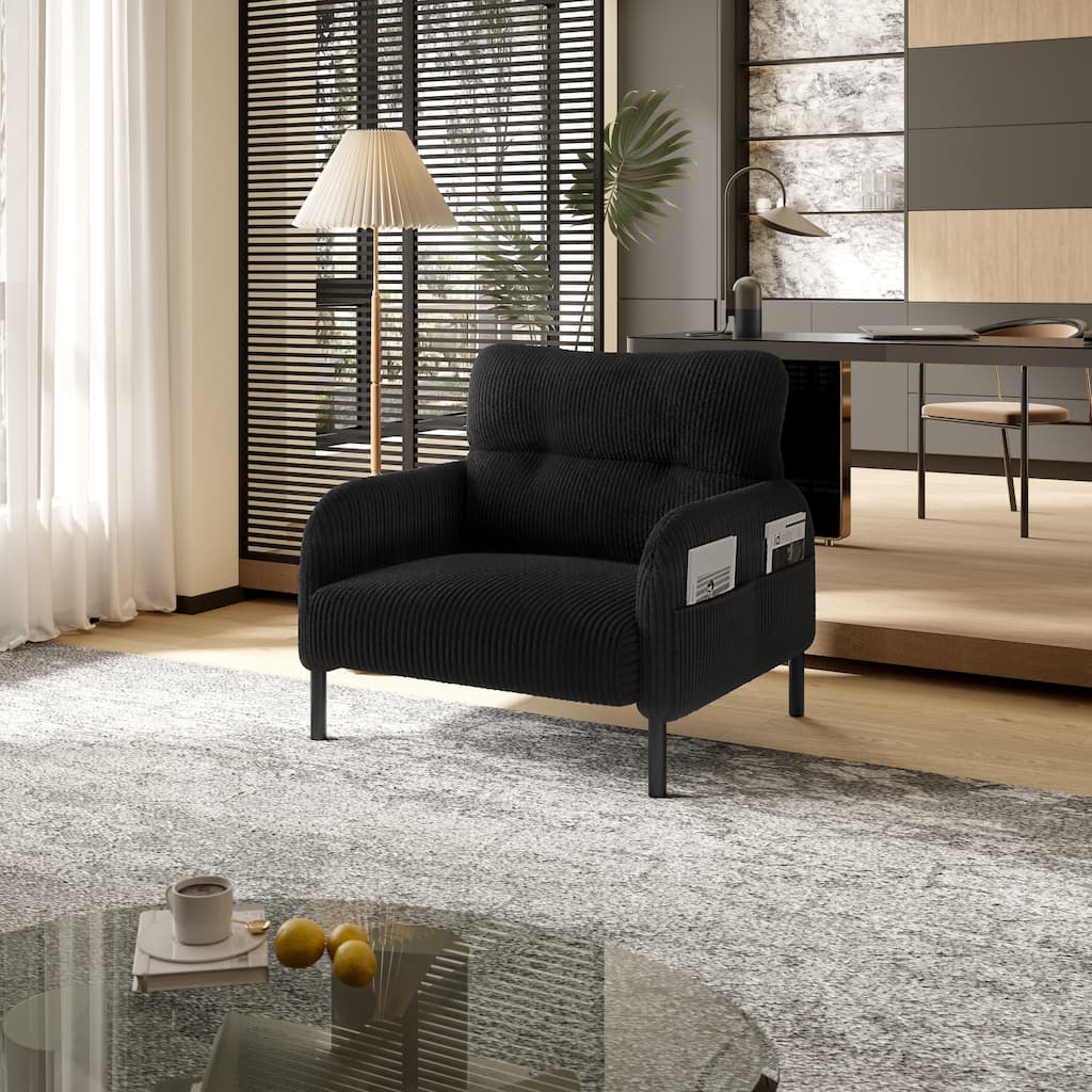 Sofa Chair Side Chair Accent Chair with Armrests, Modern Vanity Chair Black Reception Chair Upholstered Chair