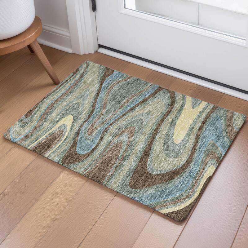 Machine Washable Indoor/ Outdoor Abstract Busey Chantille Rug
