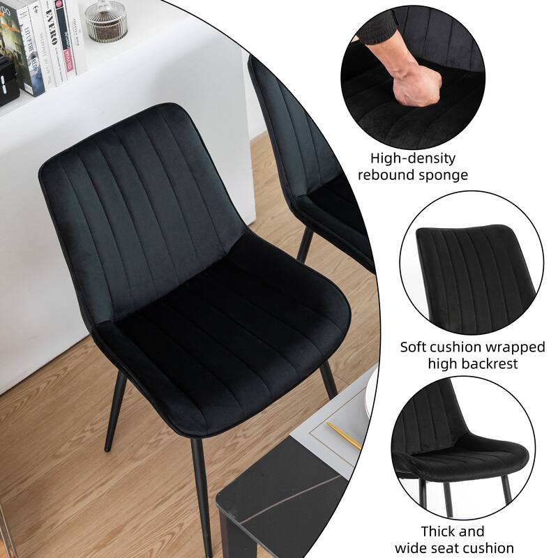 XINMICS Mid-century Modern Dining Chairs, Velvet Upholstered Metal Side Chair, Set of 2/4/6