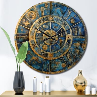 Designart "The Great Mystery Vintage Mandala Illustration" Modern Geometric Oversized Wall Clock