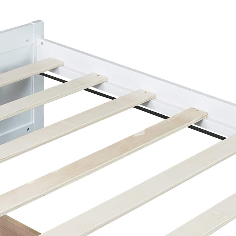 Twin Size Wood Platform Bed Frame with 2 Storage Drawers, Wooden Slats Support, Twin Bed Frame for Teens, Adults, Easy Assembly