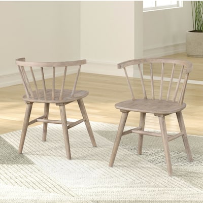 Furniture of America Galgary Mid-Century Modern Rounded Spindle Back Wood Dining Chairs (Set of 2)