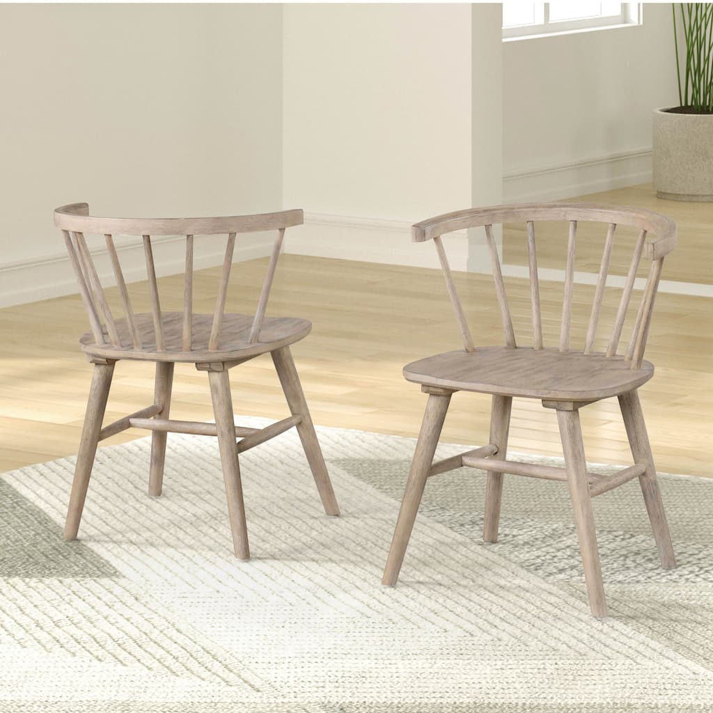 Furniture of America Galgary Mid-Century Modern Rounded Spindle Back Wood Dining Chairs (Set of 2)