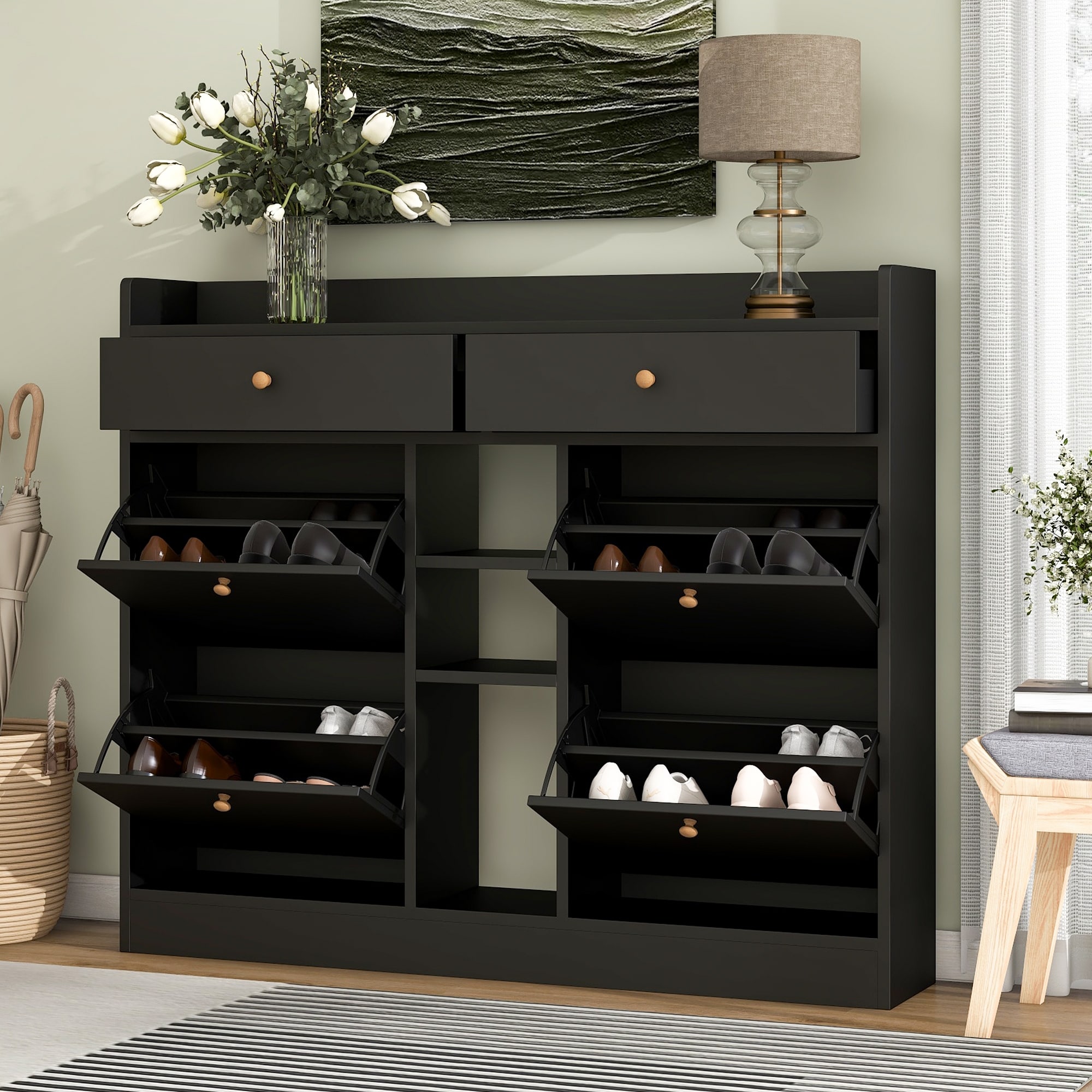 https://ak1.ostkcdn.com/images/products/is/images/direct/dcf2f449082f5a1616ba4554ca8ce07b0b792294/Modern-Shoe-Cabinet-with-4-Flip-Drawers%2C-Multifunctional-2-Tier-Free-Standing-Shoe-Rack-with-2-Drawers%2C-for-Entrance-Hallway.jpg