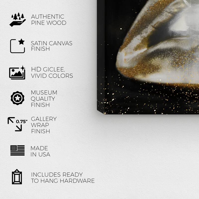 Wynwood Studio Canvas Fashion and Glam Kiss Caviar - Custom Black and Wall Art Canvas Print