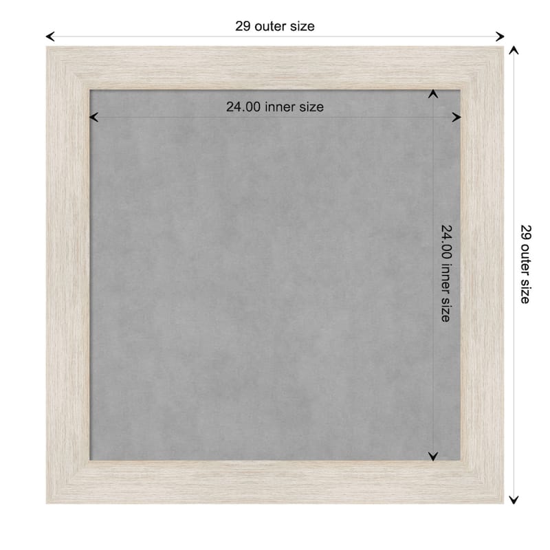 Amanti Art Hardwood White Wash Framed Magnetic Board - Board Size 24x24