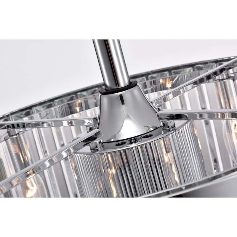 Gavin Chrome Ceiling Fan 19-Inch 4-Light Metal & Crystal Drum Shade (Includes Remote)