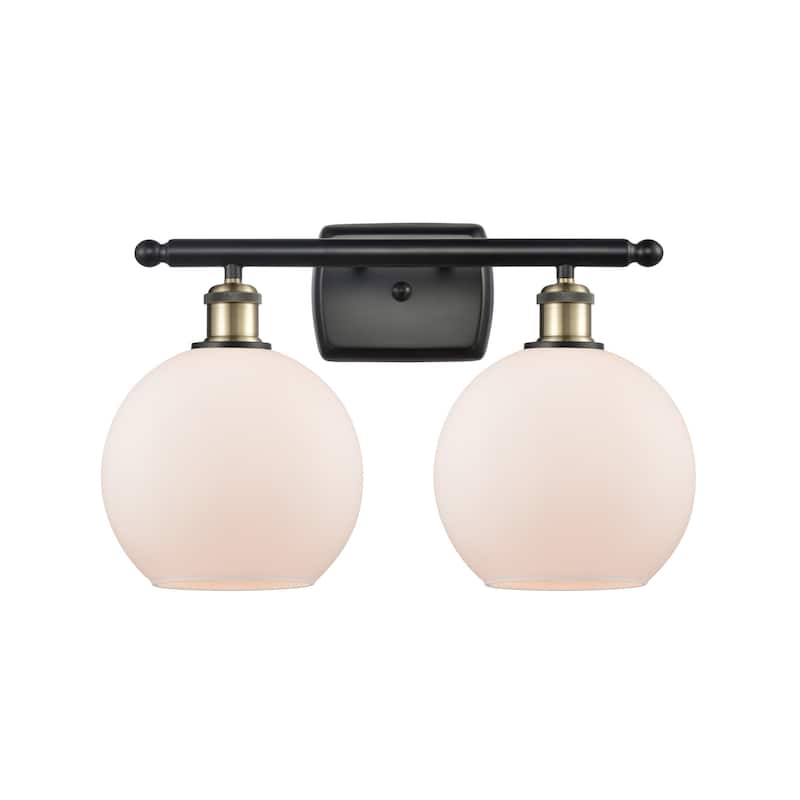 Innovations Lighting 516-2W-12-18 Athens Vanity Athens 2 Light 18" - Black Antique Brass / Matte White