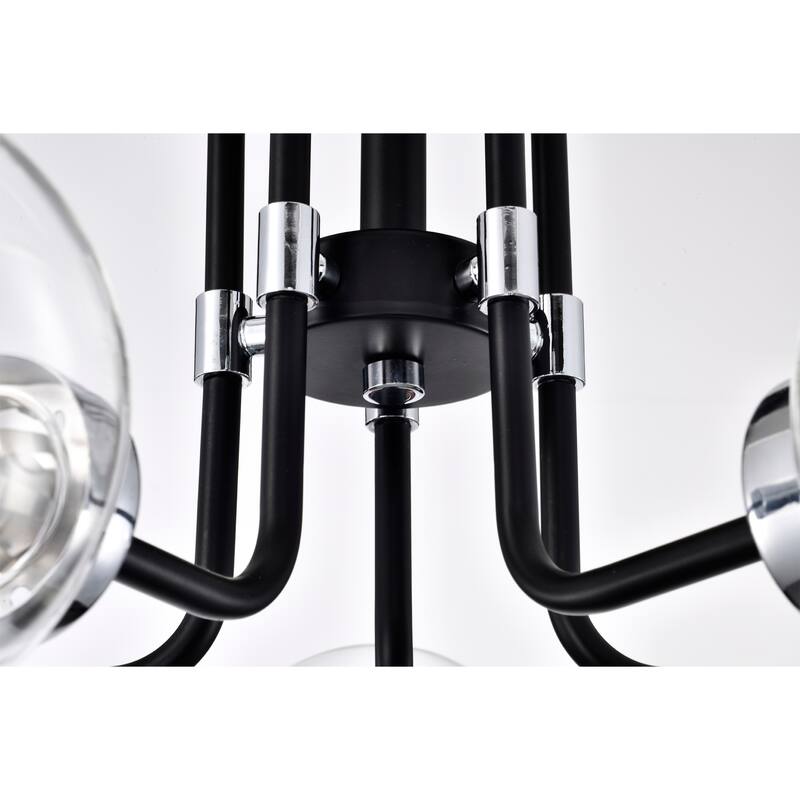 Laruda Semi Flush Mount Ceiling Light Modern-Sputnik Style Matte Black and Silver Finish 5-Light - N/A