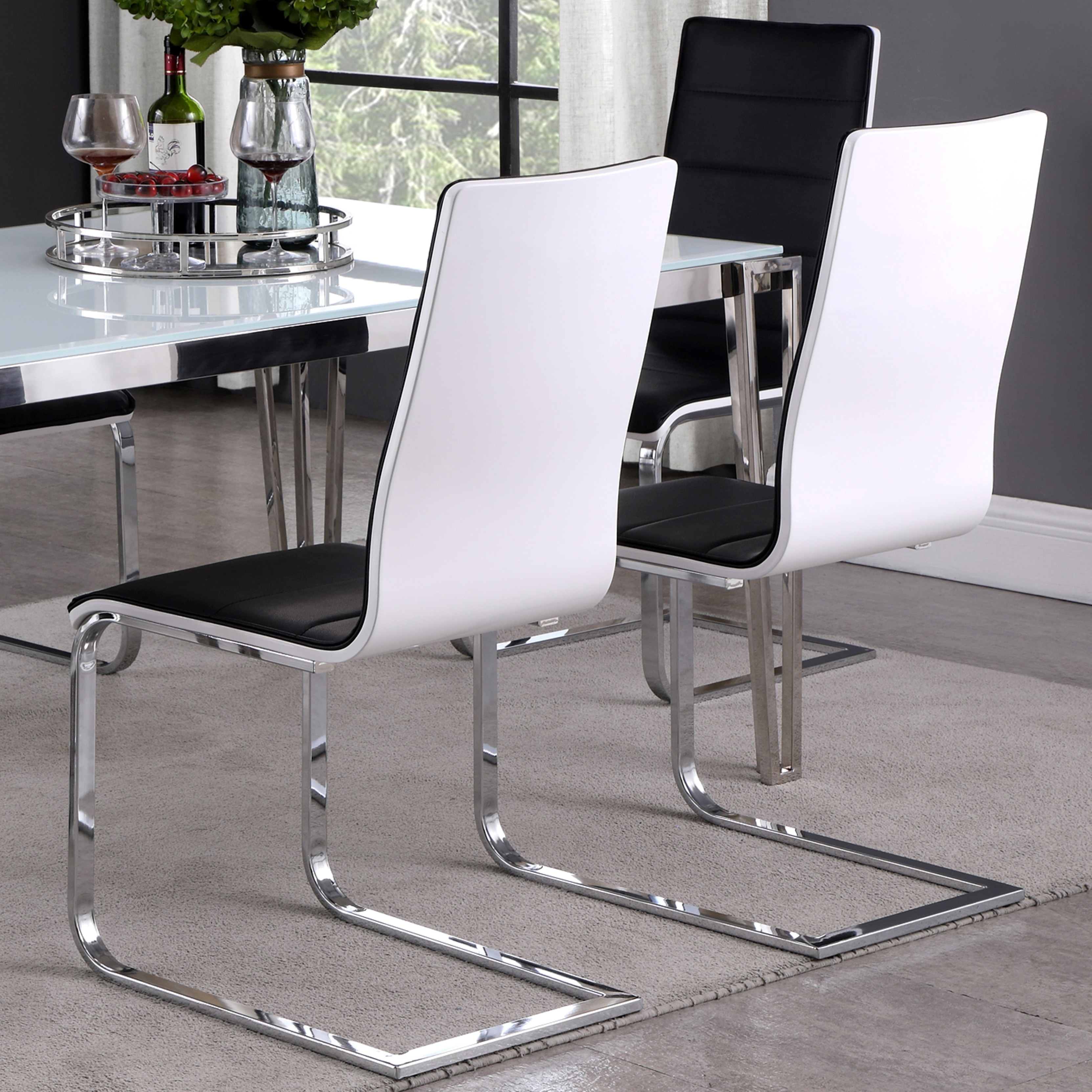 Dining chairs black and white cheap