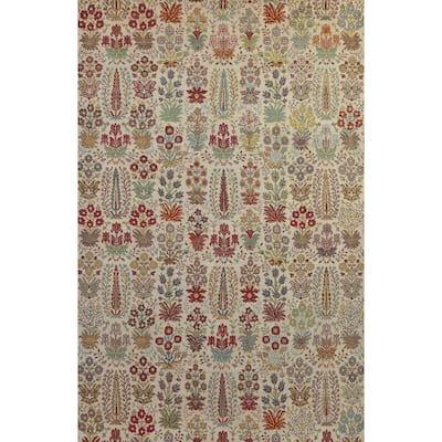 Hand Knotted Oriental 100% Wool Carpet Traditional All-Over Beige & Ivories Ziegler Area Rug - 9' 9'' X 6' 5''