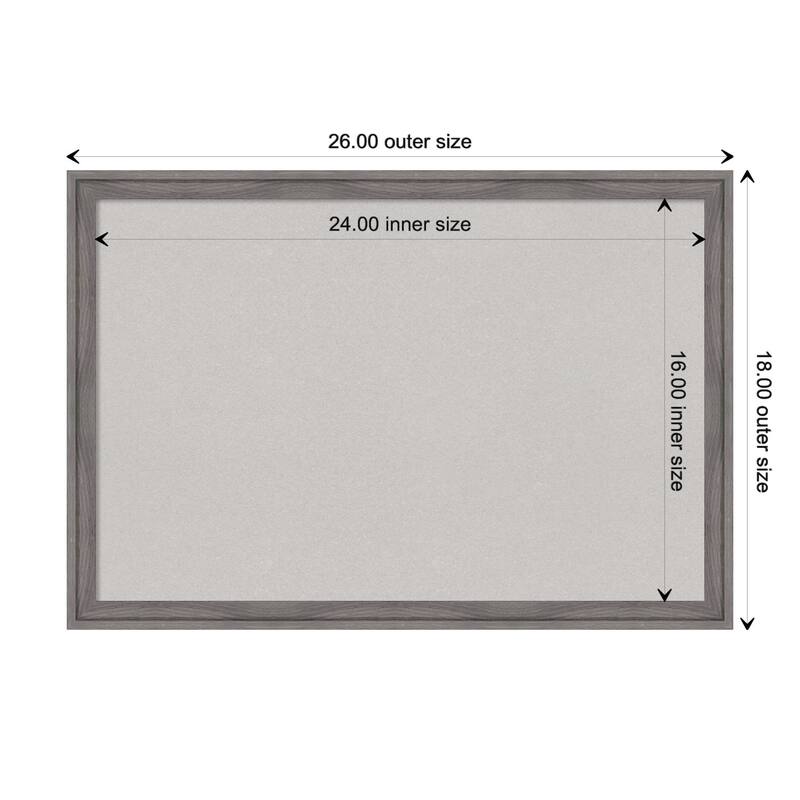 Florence Framed Grey Corkboard Bulletin Board - Florence Grey - Board Size 24x16