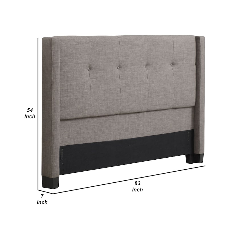 Adams California King Size Headboard, Metal Legs, Tufted Linen, Grey