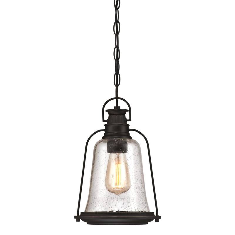 Westinghouse Brynn One-Light Outdoor Pendant, Oil Rubbed Bronze Finish with Highlights and Clear Seeded Glass - 1-Light