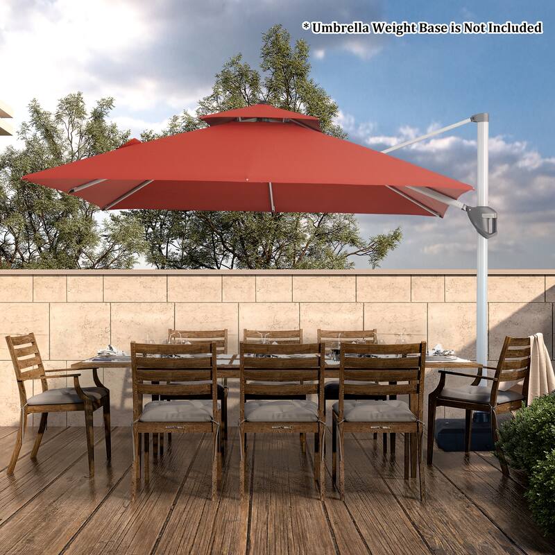 Clihome 10ft Outdoor Patio Cantilever Square Umbrella with Protective Cover