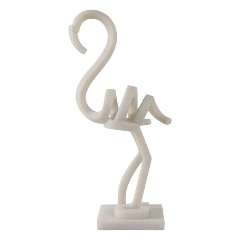Resin Flamingo Sculpture Modern Abstract Figurine - 19" White - 9" x 4.5" x 18.75"