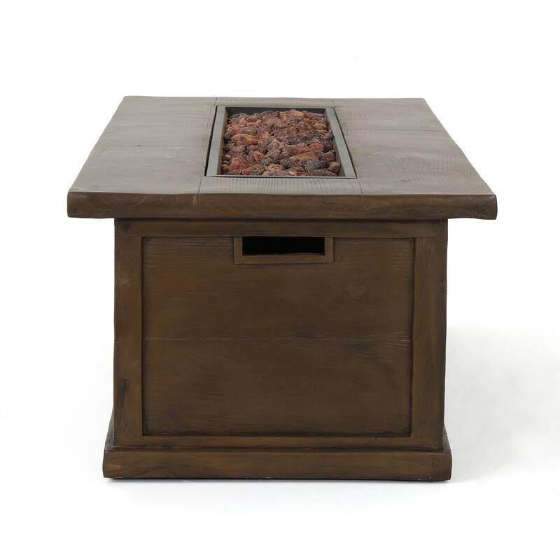 Gastman Outdoor 7 Seater Wicker Chat Set with Fire Pit by Christopher Knight Home