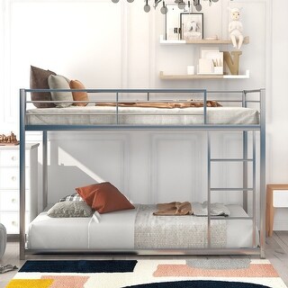 Full over Full Metal Bunk Bed with Ladder and Full-length Guardrail ...