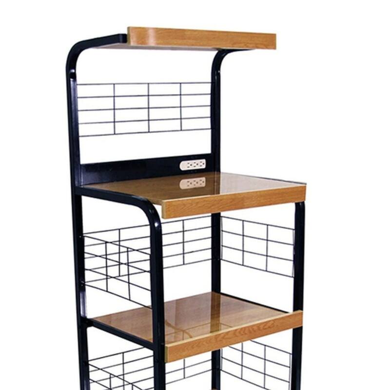 59.5" Tall 3-Tier Microwave Kitchen Cart With Drawer And Outlet(no include stool) - Multicolor